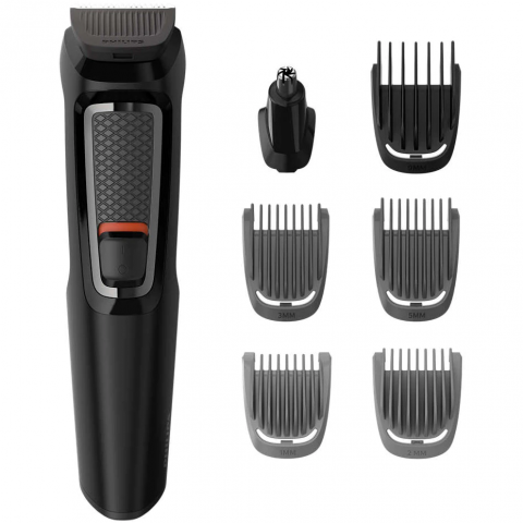 Aparate de Tuns si Ras - Aparat de tuns barba si parul 7 in 1 PHILIPS Multigroom MG3720/15, Lame cu ascutire, acumulator, 2 piepteni aspect nebarbierit, 2 piepteni barba, 1 pieptene par, Negru