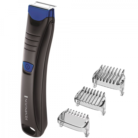 APARATE DE TUNS SI RAS - Aparat de tuns corporal Remington BHT250, Trimmer, Acumulator, Indicator LED, Negru/Albastru