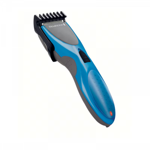 APARATE DE TUNS SI RAS - Aparat de tuns Remington Titanium , Lame invelis titan, Autonomie 40 minute, Utilizare cu / fara cablu, 2 piepteni ajustabili, Albastru/Negru