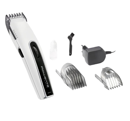 Aparate de Tuns si Ras - Aparat de tuns Rowenta Nomad TN1400F0, 3-30 mm, 2 piepteni, 19 Trepte, Acumulator, Indicator LED, Alb