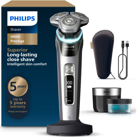ACCESORII - Aparat electric de barbierit PHILIPS Seria i9000 Pestige XP9204/30, barbierit umed/uscat, tehnologie SkinIQ, fara fir, cap Precision Flexing 360, tehnologie Triple Action Lift&Cut, senzor Pressure Gua