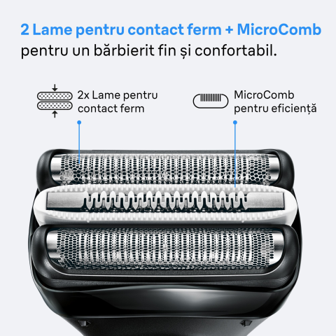 Aparat electric de ras Braun Seria 3+3000S, 3 Lame Flexibile, Microcomb pentru eficienta, Utilizare umeda/uscata, Fabricat in Germania, Gri [1]