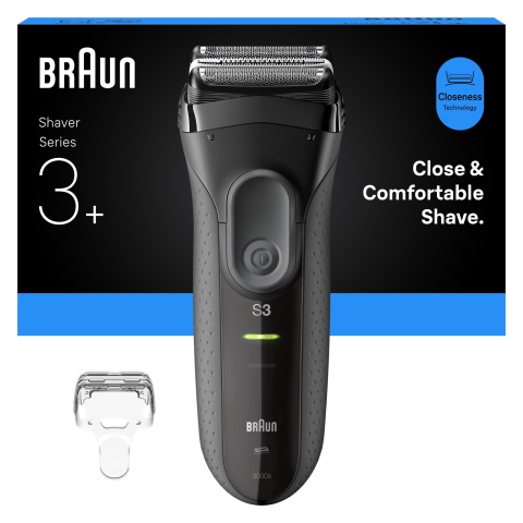 ACCESORII - Aparat electric de ras Braun Seria 3+3000S, 3 Lame Flexibile, Microcomb pentru eficienta, Utilizare umeda/uscata, Fabricat in Germania, Gri