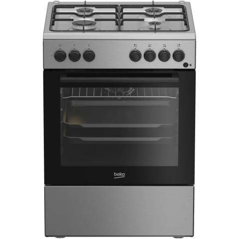 ELECTROCASNICE - RESIGILATE - Aragaz Beko FBSE62120XD, Mixt, 4 arzatoare, Aprindere electrica, Gatire asistata cu ventilatie, Grill, 60 cm, Inox