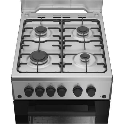 Aragaz Beko FSGT52110DXON, Gaz, 4 arzatoare, Aprindere electrica plita/cuptor, 50 cm, Inox [2]
