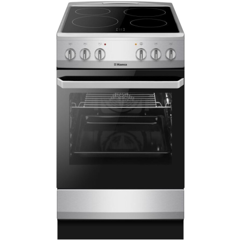 Aragaz Hansa FCCS56069, Vitroceramic, Electric, 4 zone de gatit, 62l, Heat Control, EasyClean, Supergrill, SteamCleaning, Clasa A, Inox [1]
