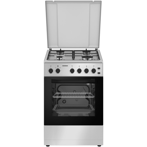 ARAGAZURI SI CUPTOARE ELECTRICE - Aragaz Heinner HFSC-S50LITGSL, Gaz, 4 arzatoare, Aprindere electrica plita/cuptor, Dispozitiv de siguranta plita/cuptor, Timer, Grill, Lumina cuptor, 50 cm, Argintiu