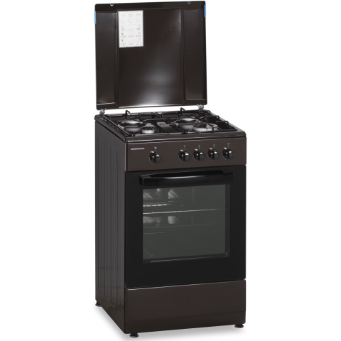 Aragaz Heinner HFSC-SME50BRW, Gaz, 4 arzatoare, Dispozitiv siguranta plita si cuptor, 50 cm, Maro [4]