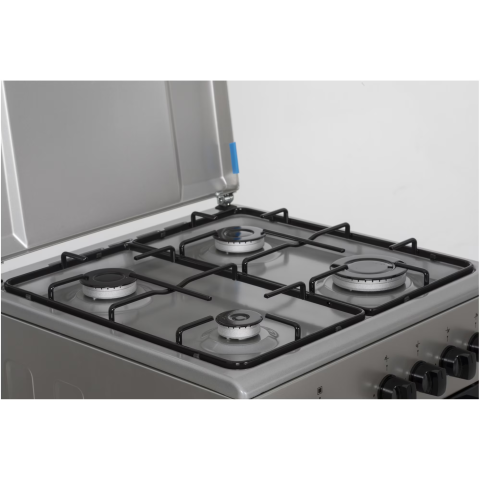 Aragaz Heinner HFSC-SME50SL, Gaz, 4 arzatoare, Dispozitiv siguranta plita si cuptor, 50 cm, Argintiu [3]