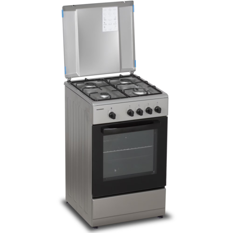 Aragaz Heinner HFSC-SME50SL, Gaz, 4 arzatoare, Dispozitiv siguranta plita si cuptor, 50 cm, Argintiu [4]