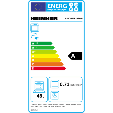 Aragaz mixt Heinner HFSC-S56E2HSWH, 2 arzatoare gaz + 2 plite electrice, aprindere electrica arzatoare, cuptor electric, clasa A, grill, 50x60 cm, alb [1]