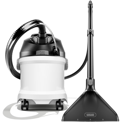 Aspirator cu spalare prin injectie-extractie Karcher SE 5, 1000 W, rezervor apa curata/murdara 4/4 l, duza injectie-extractie covoare, duze aspirare uscata, detergent 100 ml, 1.081-230.0, Alb [1]