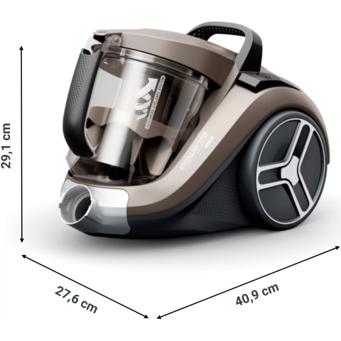 Aspirator fara sac Rowenta Compact Power XXL RO4B30EA, 900W, recipient pentru praf XXL de 2.5 L, filtrare 99.98%, design compact, raza de operare 8.8m, gri [3]
