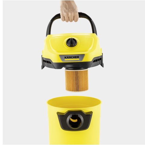 Aspirator umed-uscat Karcher WD 3 V-15/4/20, 1000 W, recipient 15 l, furtun 1,8 m, functie de suflare, filtru cartus, sac de filtrare, 1.628-104.0, Galben/Negru [2]