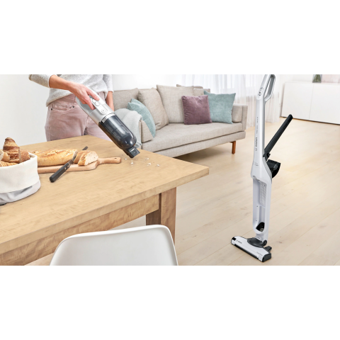 Aspirator vertical 2 in 1 cu acumulator Bosch BCH3P2301, Flexxo Gen2 23Vmax, 0.4 l, 2 trepte de putere, 10.62 Kwh/an, Perie AllFloor Power cu LED-uri, Autonomie 50 minute, Alb [2]