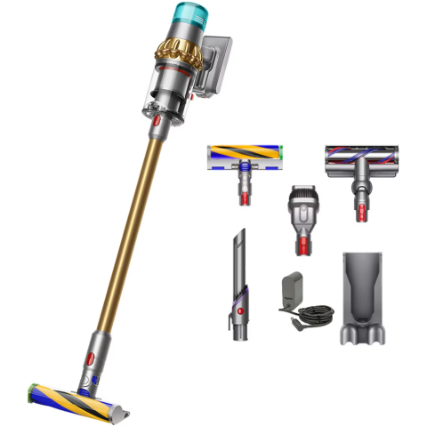 ELECTROCASNICE - RESIGILATE - Aspirator vertical Dyson V15 Detect Absolute 2023 447000-01, 660W, 0.76 l, autonomie 60 min, iluminare, filtru HEPA, auriu
