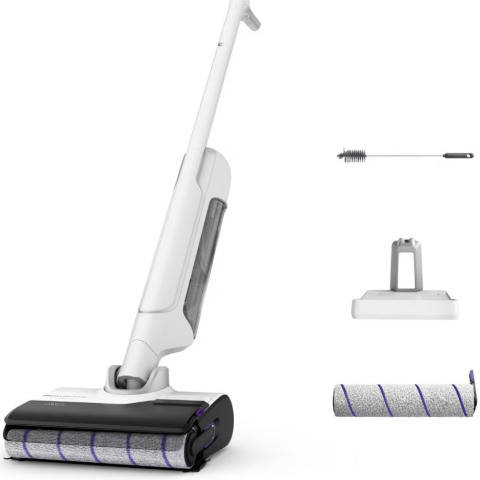 ELECTROCASNICE - RESIGILATE - Aspirator vertical fara fir cu spalare Rowenta X-Clean 10 GZ7540WO, 200W, 550 RPM, pana la 60 min autonomie, ecran LED, functie uscare & autocuratare, baza de incarcare cu suport accesorii, compatibil