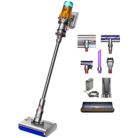 ARTICOLE DIVERSE - Aspirator vertical fara fir Dyson V12s Detect Slim Submarine™ 485350-01, 545W, putere aspirare 150AW, autonomie pana la 60 minute, 3 niveluri de aspirare, statie andocare, galben/nichel