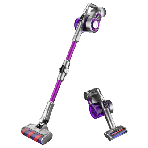 ELECTROCASNICE - RESIGILATE - Aspirator vertical Jimmy JV85 PRO, putere 550W, autonomie 70 de minute, 0.6L, acumulator interschimbabil, tub flexibil pentru aspirarea cu usurinta a zonelor joase, display LED, violet/argintiu