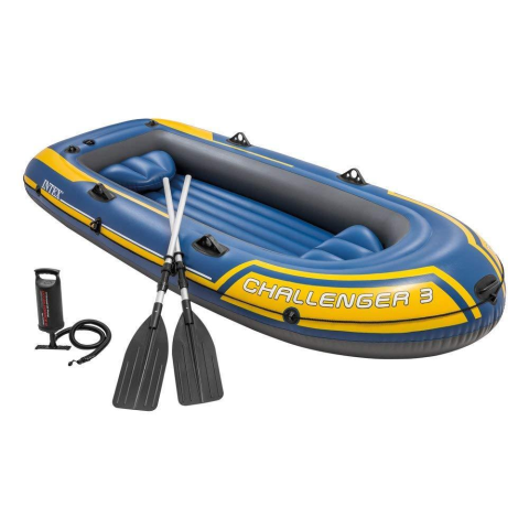 BARCI RESIGILATE - Barca gonflabila Intex Challenger 3 pompa + vasle incluse, 2.95m x 1.37m