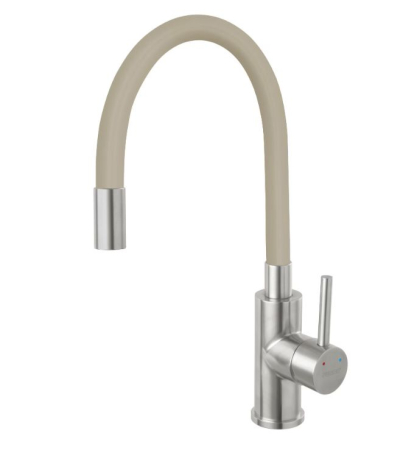 Casa, Gradina si Bricolaj - Baterie bucatarie Ferro Zumba BZA4PSS, pipa flexibila, cartus ceramic, corp inox, pipa bej