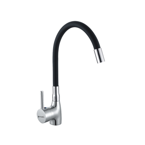 SANITARE - RESIGILATE - Baterie bucatarie Pyramis ECO FLESSI, monocomanda, pipa flexibila, aerator cu limitare de debit, finisaj silicon black