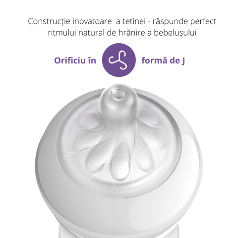 Biberon Philips Avent Natural Response SCY673/01, cu dispozitiv anticolici AirFree, 260 ml, tetina care functioneaza ca sanul mamei, cu debit 3, tetina fara scurgeri, +1 luni, fara BPA, usor de curata [1]
