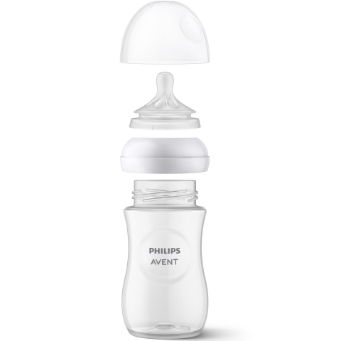 Biberon Philips Avent Natural Response SCY903/01, 260 ml, tetina care functioneaza ca sanul mamei, cu debit 3, tetina fara scurgeri, +1 luni, fara BPA, usor de curatat [4]