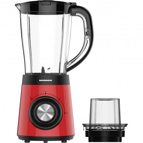 Blendere & Tocatoare - Blender Heinner RedPower HBL-500RRD, 500W, 2 viteze + Pulse, capacitate recipient 1.5l, rasnita inclusa, Rosu