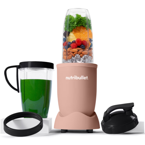 BLENDERE/MIXERE SI STORCATOARE - Blender Nutribullet Pro Mineral NB907MACL, 900 W, 1 viteza, 5 accesorii, cupe de 710 ml si 946 ml, capac To-Go, roz