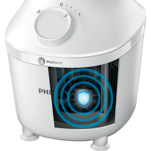Blender Philips Seria 3000 HR2041/00, 450 W, 1l, 1 viteza + buton Pulse, sistem ProBlend, 1 viteza + buton Pulse, recipient plastic, picioare antivibratie, alb [3]