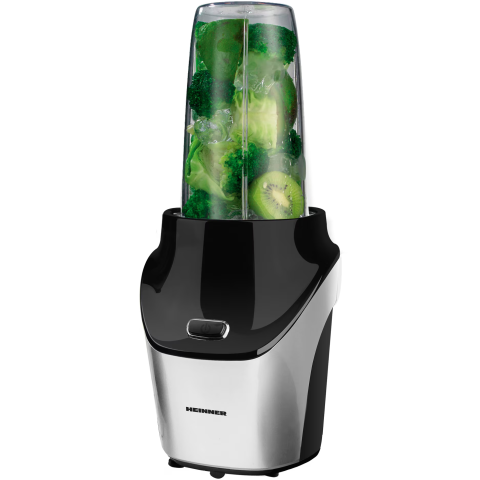 ELECTROCASNICE - RESIGILATE - Blender sport Heinner Vitamiser 1000 HSB-T1000SS, 1000W, recipiente Tritan fara BPA 1/0.45L, rasnita inclusa, buton ON/OFF, 18000RPM, lame din inox, 2 capace suplimentare, carcasa din inox, argintiu/n