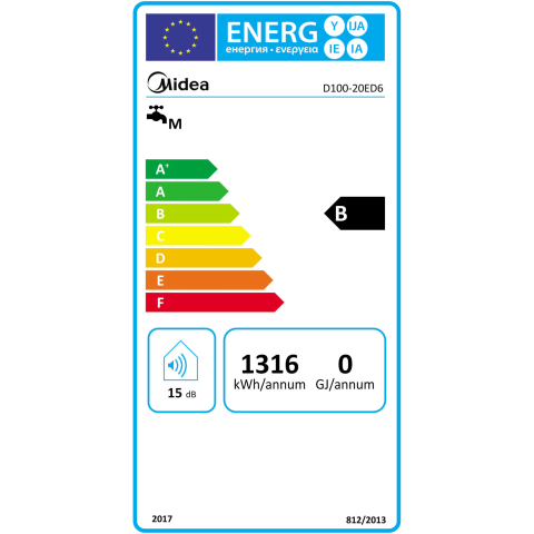 Boiler electric Midea D100-20ED6, Flat, 100l, 2000W, control Wi-Fi, termostat capilar, montaj vertical/orizontal, rezervor emailat [3]