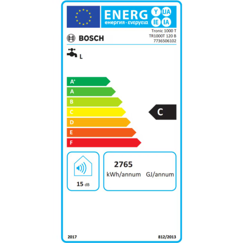 Boiler electric vertical Bosch TR1000T 120 B, 120 l, 2000 W, Reglare automata a temperaturii, 7736506102 [1]