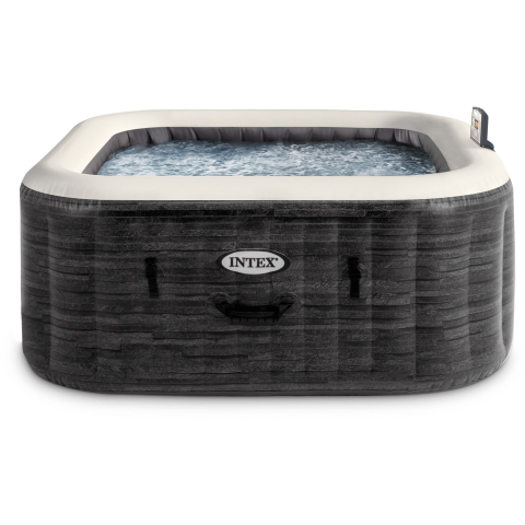 PISCINE SI BARCI - RESIGILATE - Cada cu hidromasaj gonflabil PureSpa Deluxe Square Bubble Intex 28450NP, 175x175xH71cm, Greystone, PVC, 4 locuri