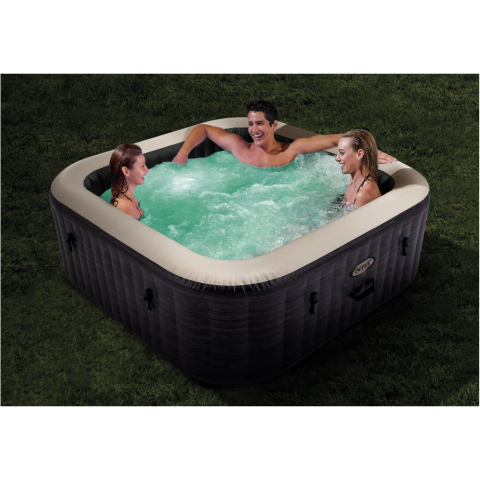 Cada cu hidromasaj gonflabil PureSpa Deluxe Square Bubble Intex 28450NP, 175x175xH71cm, Greystone, PVC, 4 locuri [3]