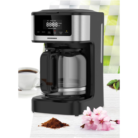 Cafetiera digitala Heinner HCM-DD900BKSS , 900W, 1.8L, Display digital cu control touch, Tarie cafea ajustabila, Negru cu insertii inox [2]
