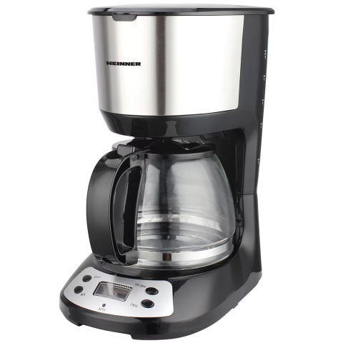 ESPRESSOARE SI CAFETIERE - RESIGILATE - Cafetiera digitala Heinner Silvert Chatt HCM-D750GCSS, 750W, 1.25L, Display LCD, Filtru si portfiltru detasabil, Filtru din nailon, Functie anti-scurgere, Oprire automata, Functie de mentinere la cald