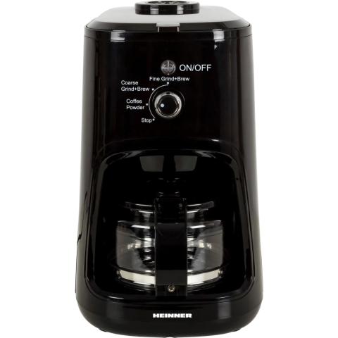 ESPRESSOARE SI CAFETIERE - RESIGILATE - Cafetiera Heinner Grind Control HCM-900RBK, 900W, 0.6L, Rasnita incorporata, Capacitate rasnire 36g, Reglare rasnita: macinare fina, Macinare grosiera, Rezervor de apa detasabil, Lame rasnire din inox