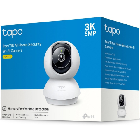 APARATE FRIGORIFICE - Camera de supraveghere Smart TP-Link Tapo C230 cu Pan/Tilt 360 grade, 5MP, 3K, 2880x1620, Utilizare Baby Monitor, Wireless, Night Vision, Detectare Smart AI, Two-Way Audio, Alarma sonora si luminoasa,