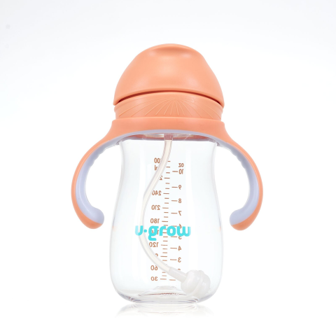 Cana cu pai tritan, orange, 300ml, U-Grow [1]