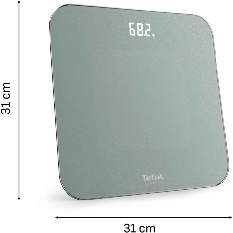 Cantar de baie Tefal Premiss PP1903V0, greutate maxima 180 kg, pornire & oprire automata, suprafata de sticla securizata, baterii incluse, gri [1]