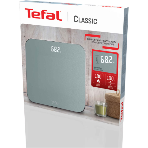 Cantar de baie Tefal Premiss PP1903V0, greutate maxima 180 kg, pornire & oprire automata, suprafata de sticla securizata, baterii incluse, gri [2]