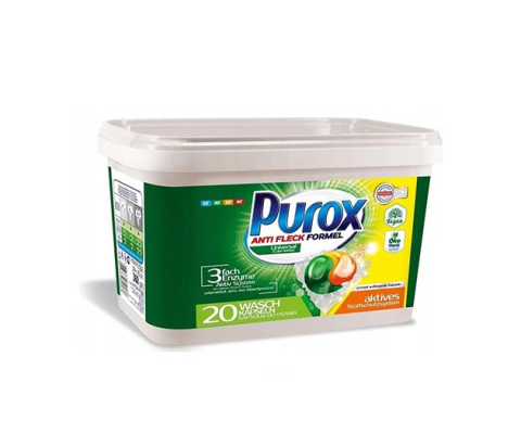 Detergent si Balsam rufe - Capsule universale pentru spălarea țesăturilor PUROX 20 buc