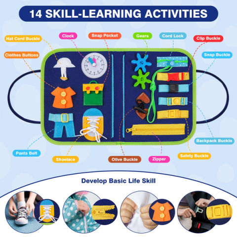 Carte senzoriala, Tip geanta cu 4 compartimente, ideala pentru dezvoltarea copiilor, varsta 1-4 ani [1]