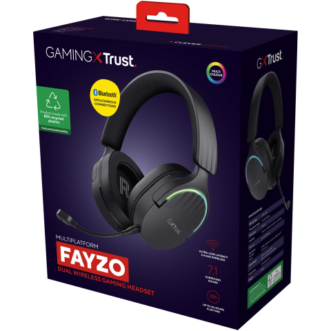 Casti Gaming Wireless Trust GXT491 FAYZO, headset, 7.1 USB Surround Sound, RGB, autonomie pana la 22 de ore, noise cancelling, microfon, compatibil laptop, PS5, PS4, Negru [4]