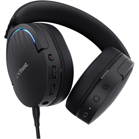 Casti Gaming Wireless Trust GXT491 FAYZO, headset, 7.1 USB Surround Sound, RGB, autonomie pana la 22 de ore, noise cancelling, microfon, compatibil laptop, PS5, PS4, Negru [3]