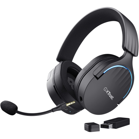 Casti Gaming Wireless Trust GXT491 FAYZO, headset, 7.1 USB Surround Sound, RGB, autonomie pana la 22 de ore, noise cancelling, microfon, compatibil laptop, PS5, PS4, Negru [1]