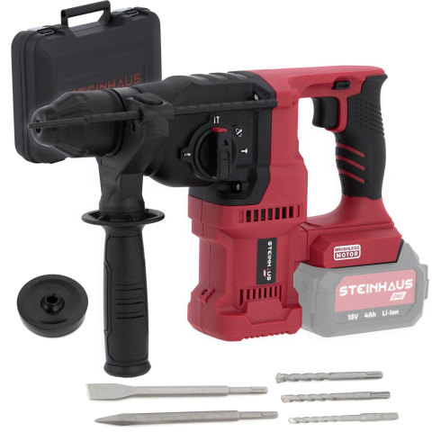 MASINI DE GAURIT SI INSURUBAT - Ciocan rotopercutor pe acumulator Steinhaus ONE 18V, PRO-ONE-RH2, Brushless, 2.8 J, 1150 RPM, 5100 percutii/min, mandrina SDS-Plus, 4 functii, fara acumulator/incarcator, valiza transport + accesorii