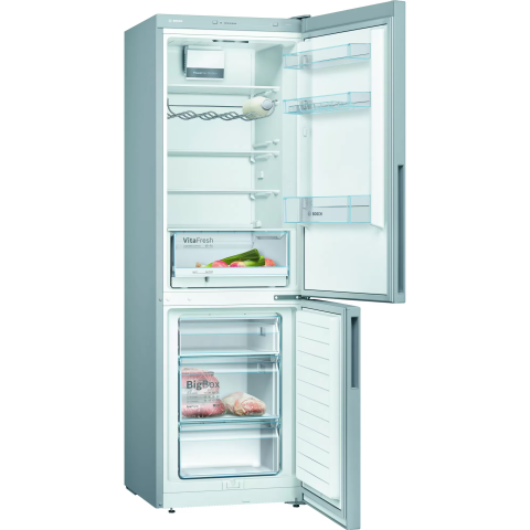 Combina frigorifica Bosch KGV36VLEAS, 308 l, Low Frost, VitaFresh, Raft sticle, Clasa E, H 186 cm, Argintiu [1]